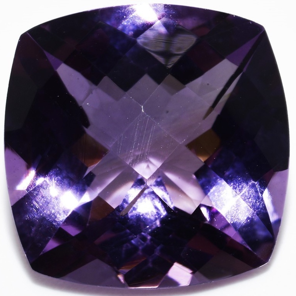 $800 9.51CT Loose Natural Amethyst Gem, Checkerboard Cushion Cut 14.09x14.06MM